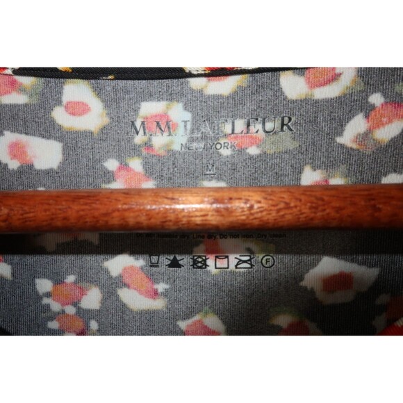 MM LaFleur Floral Sleeveless Top Size Medium Black Red Slinky Stretchy Cowl 6 8 - Picture 3 of 8